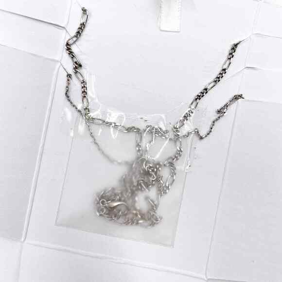 Melrose Design Cross Necklace Silver Plated Layered Cuban Chain Pave - Picture 5 of 5